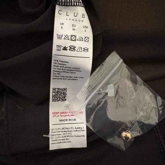 Club L London KOAMI Black Mesh Long-Sleeve Ruched Maxi Dress High Split 4 - Picture 4 of 13